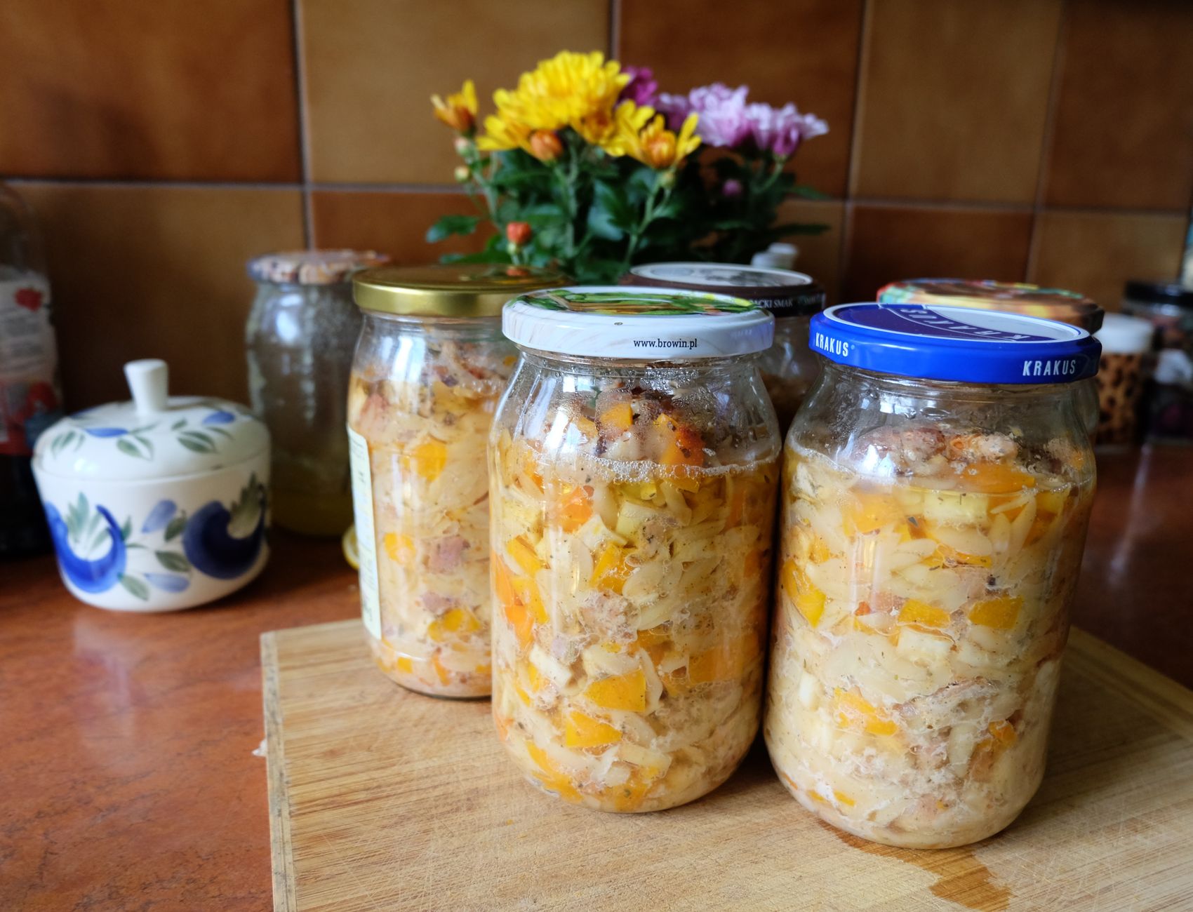 Straining and bottling honey