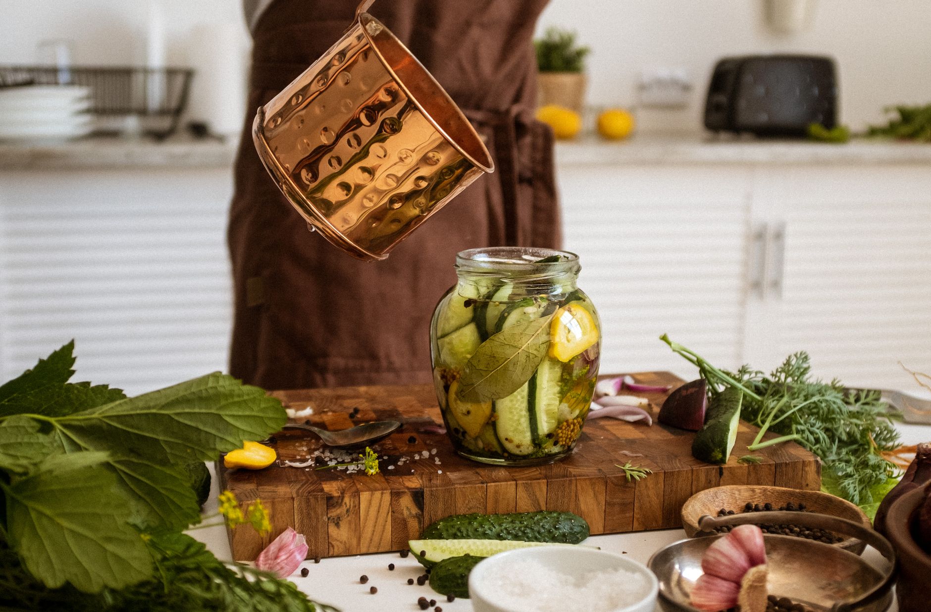 Fermenting pickles on the counter
